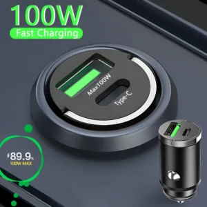 100W Mini Autolader Aansteker Snel Opladen Voor Iphone Qc3.0 Mini Pd Usb Type C Auto Telefoon Oplader Voor Xiaomi Samsung Huawei