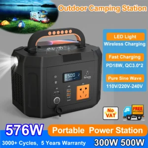 Portable Power Station with QC3.0 PD 18W AC Output for Camping and Emergencies